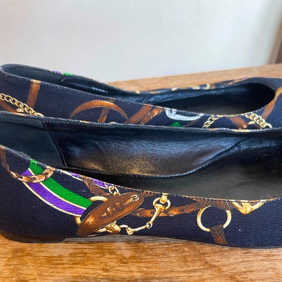 RALPH LAUREN COLLECTION Purple Label Black Equestrian Horse Bit Flats 9B ITALY!! - Picture 5 of 12